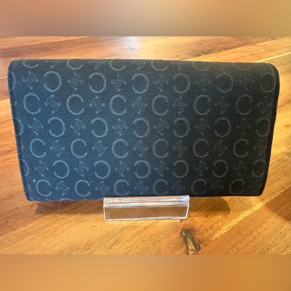 Vintage Celine Black Macadam Canvas Long Wallet with Leather Interior - Picture 2 of 8